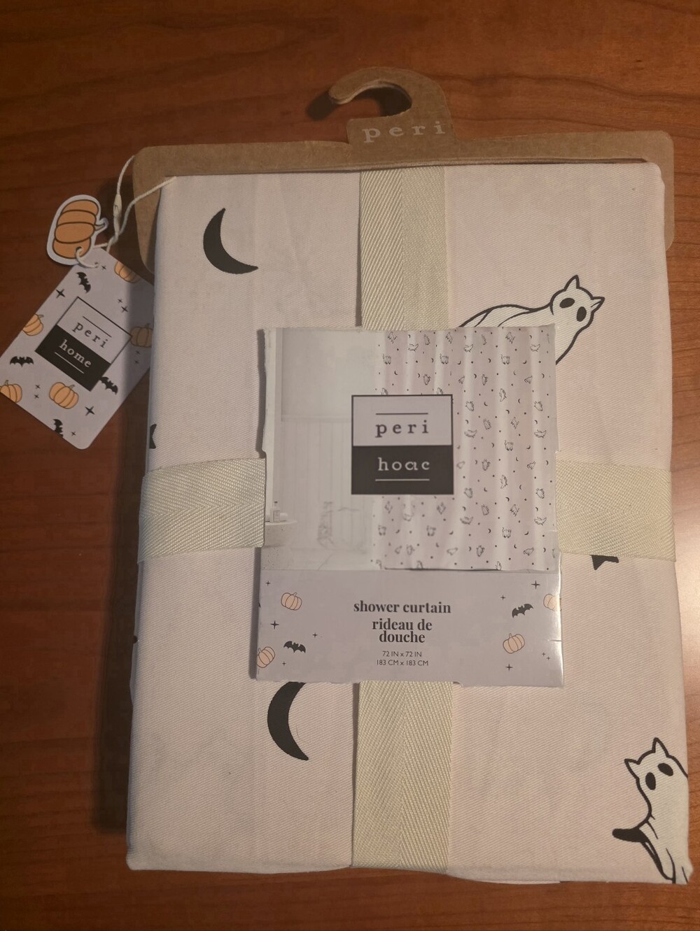 Ghost Moon Stars Shower Curtain  NWT Peri Home 72" x 72" Halloween